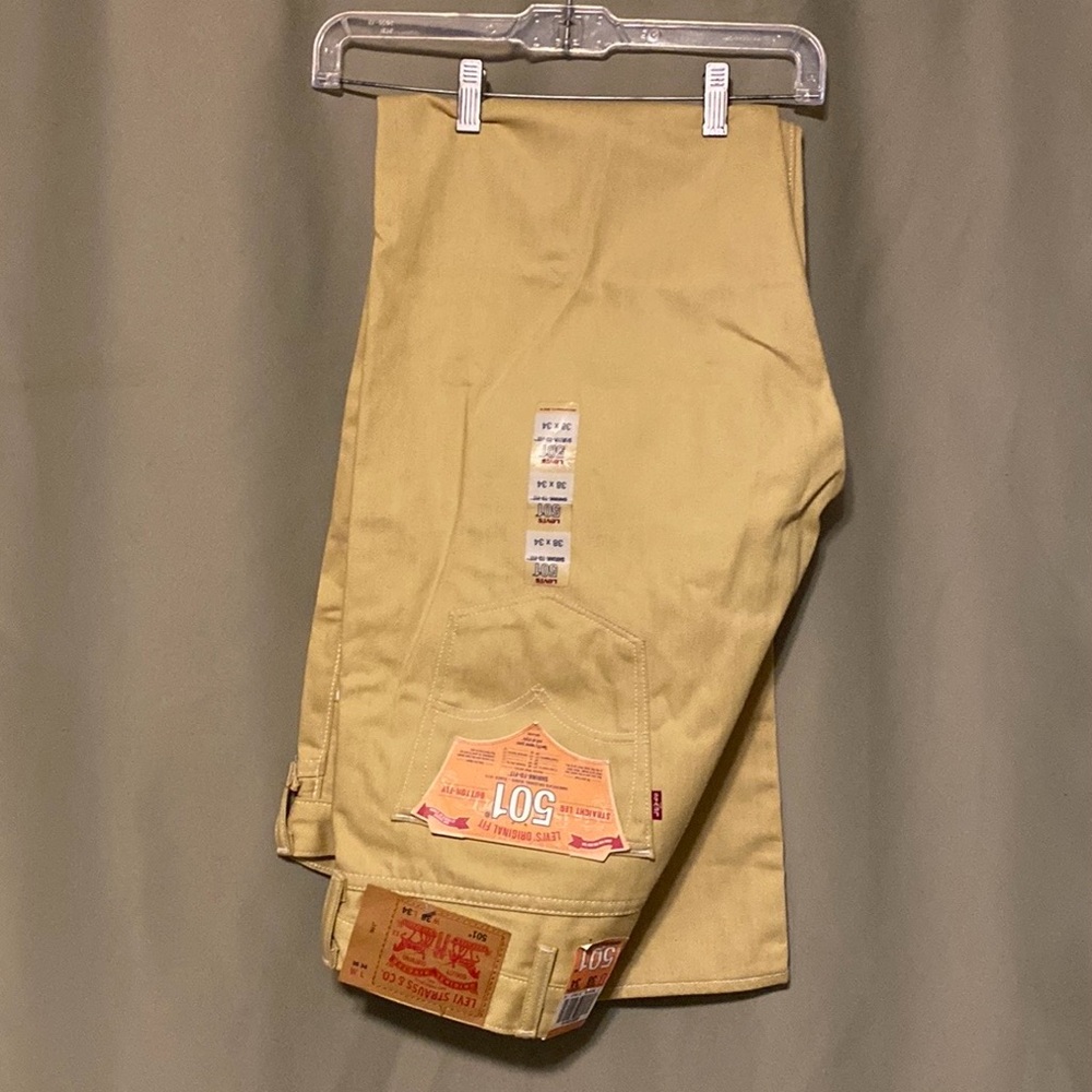 Levis 501 Mens Size 38/34 Gold Shrink to Fit Straight Leg Button Fly Jeans NWT
